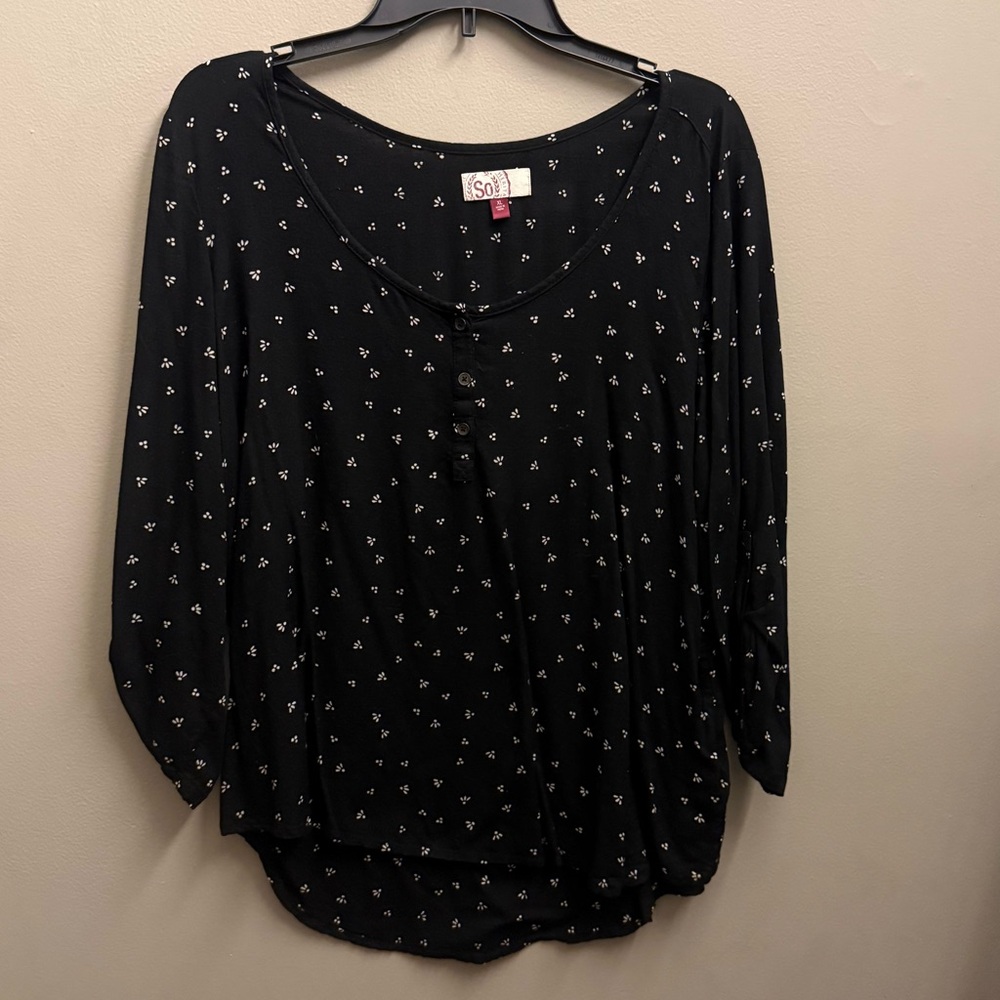 SO Women's Black Blouse with Pattern